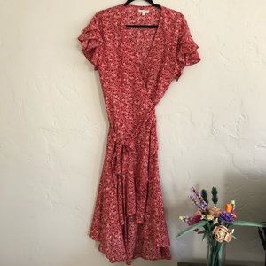 L Red Wrap Dress